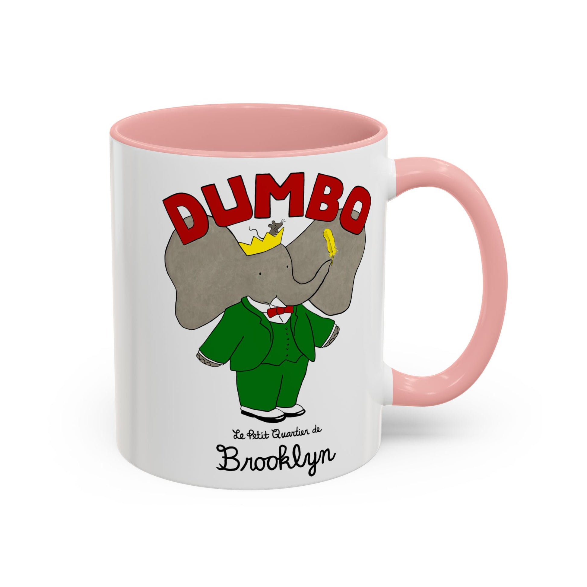 Dumbo Brooklyn Accent Mug - Unique Coffee Cup, Cute Elephant Design, Perfect Gift for Friends, Home Decor, Elephant Lover
