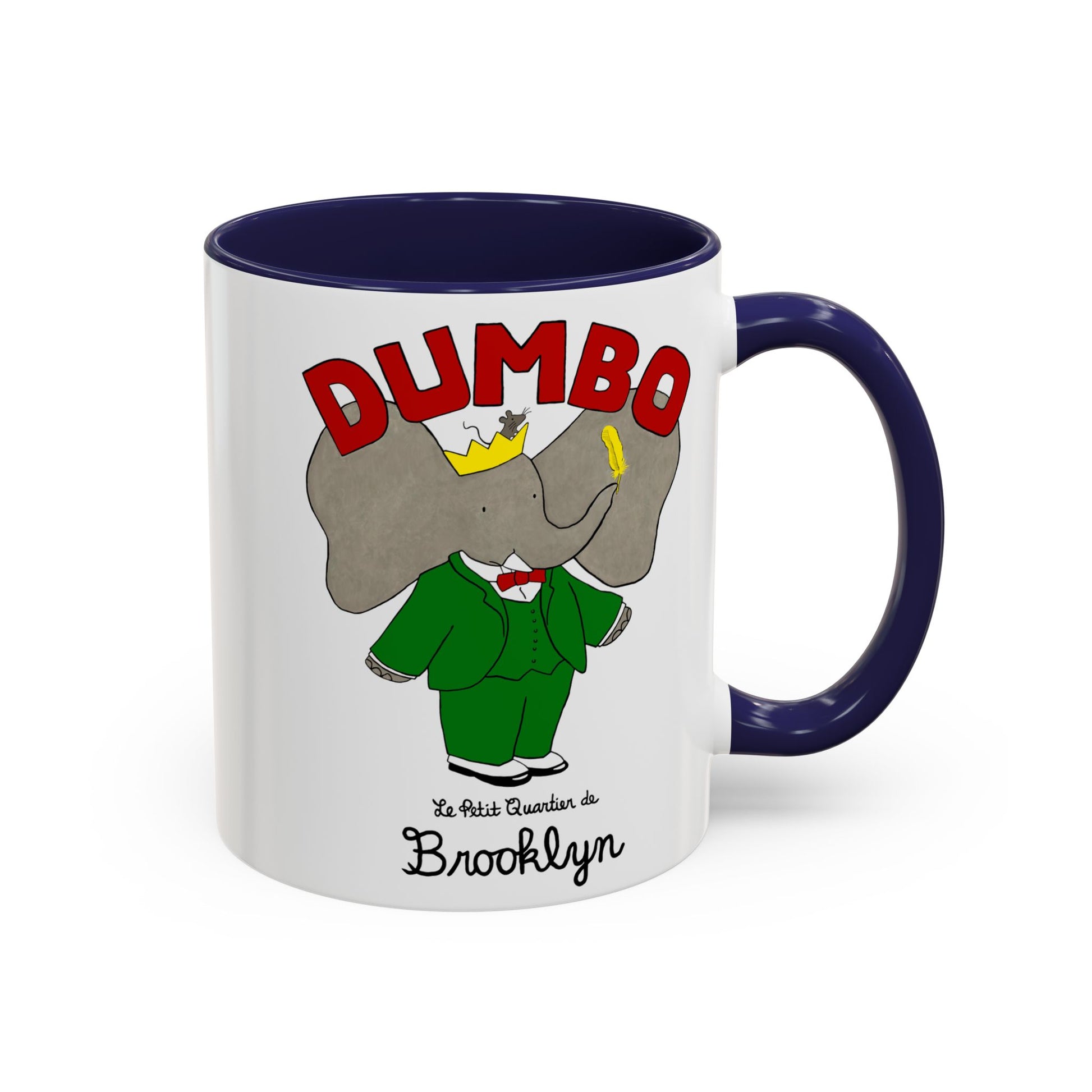 Dumbo Brooklyn Accent Mug - Unique Coffee Cup, Cute Elephant Design, Perfect Gift for Friends, Home Decor, Elephant Lover