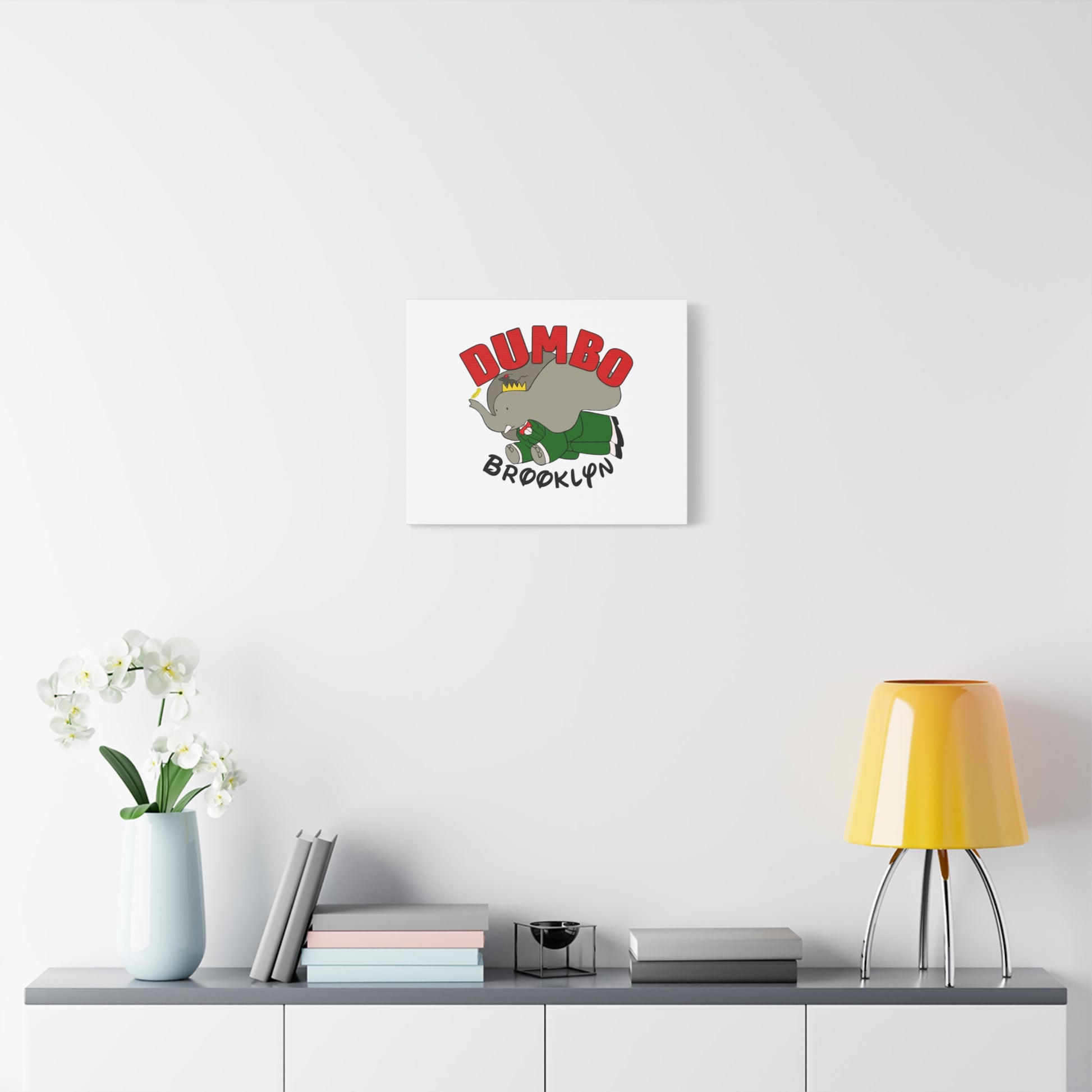 Brooklyn Dumbo Elephant Canvas Art, Fun Nursery Decor, Kids Room Wall Art, Elephant Lover Gift, Colorful Stretched Wall Art
