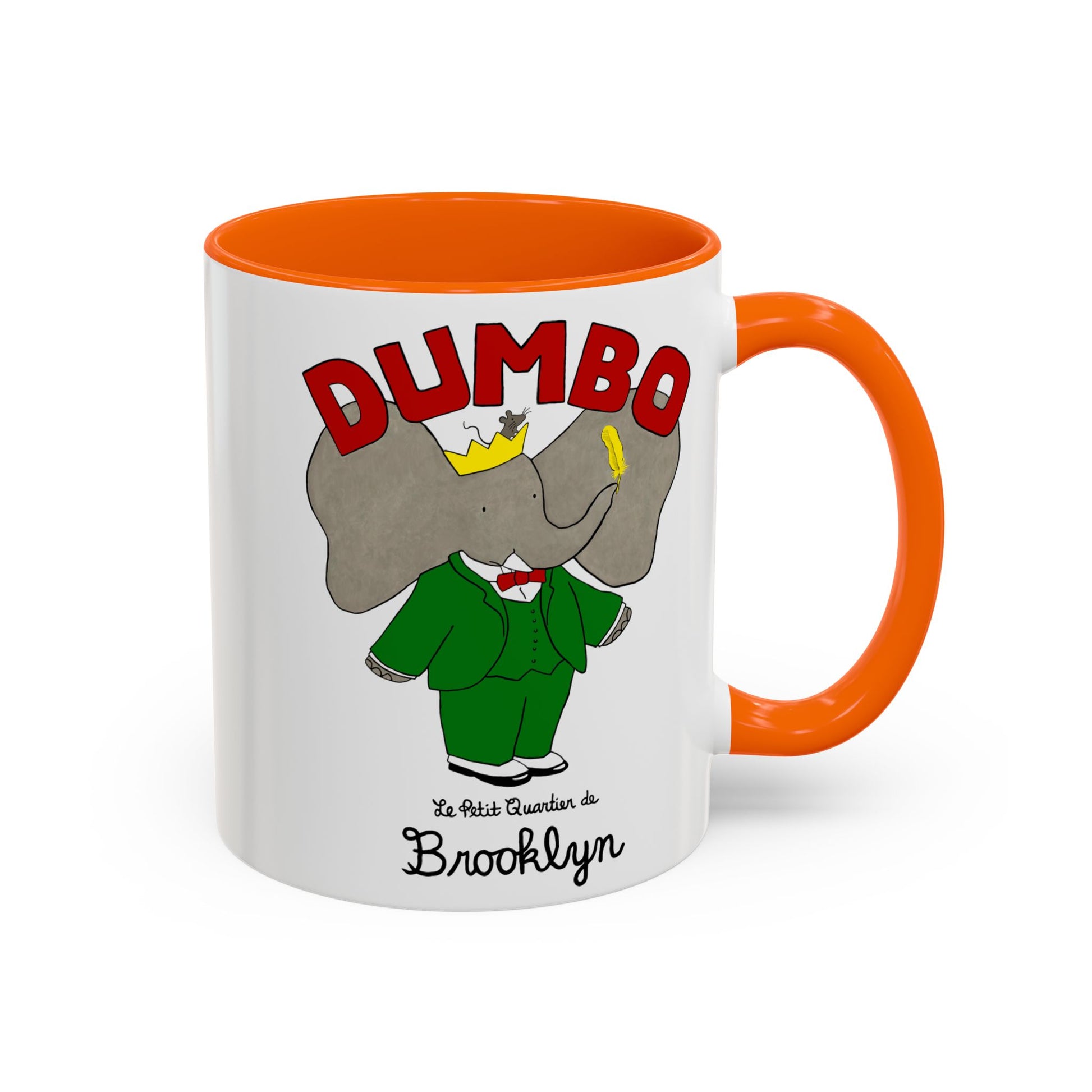 Dumbo Brooklyn Accent Mug - Unique Coffee Cup, Cute Elephant Design, Perfect Gift for Friends, Home Decor, Elephant Lover