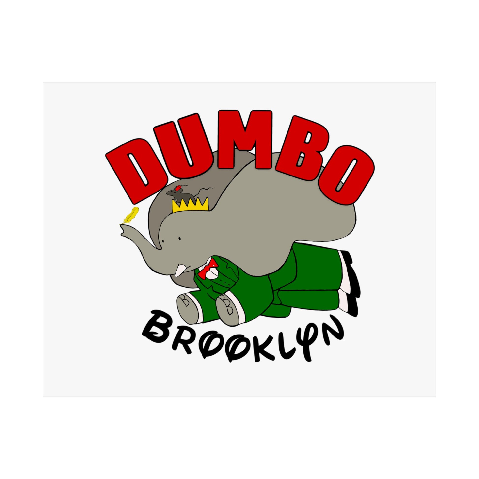 Dumbo Brooklyn Matte Poster, Cute Elephant Wall Art, Children's Room Decor, Nursery Print, Gift for Kids