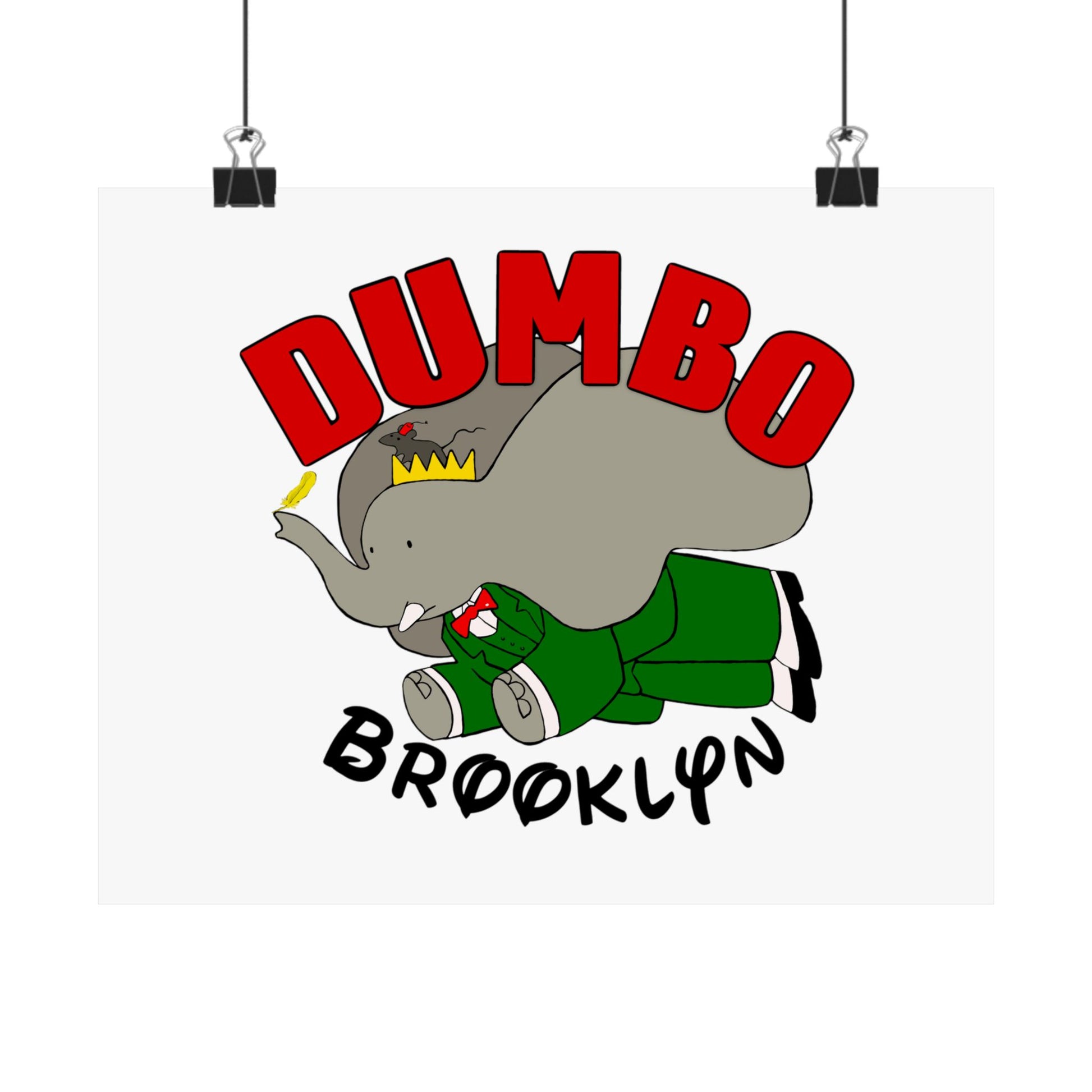 Dumbo Brooklyn Matte Poster, Cute Elephant Wall Art, Children's Room Decor, Nursery Print, Gift for Kids