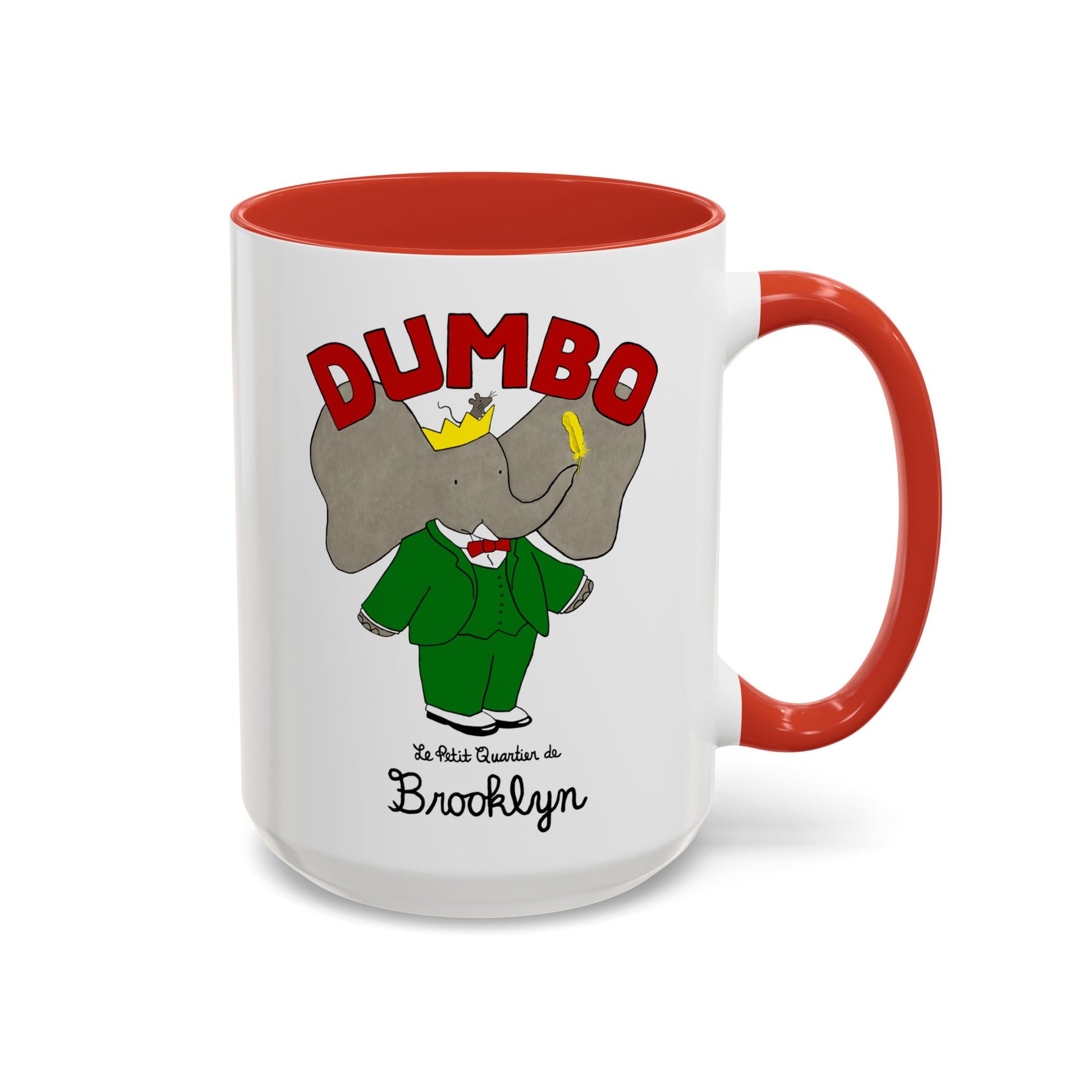 Dumbo Brooklyn Accent Mug - Unique Coffee Cup, Cute Elephant Design, Perfect Gift for Friends, Home Decor, Elephant Lover