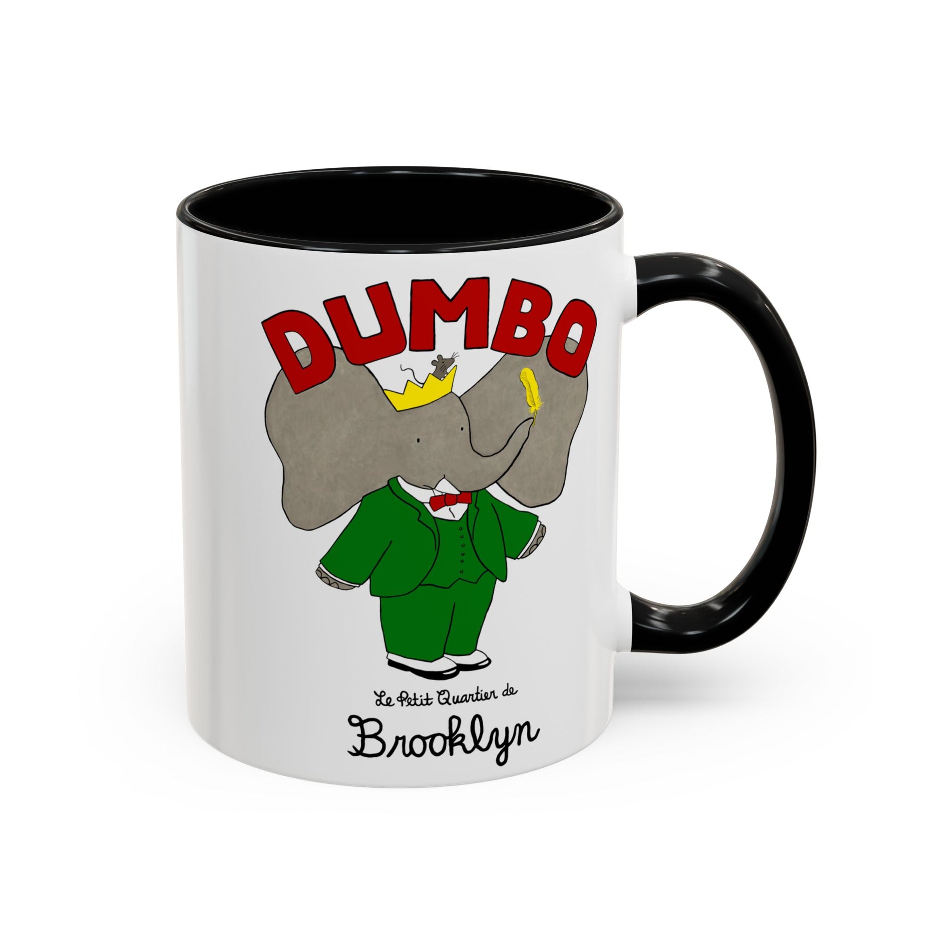 Dumbo Brooklyn Accent Mug - Unique Coffee Cup, Cute Elephant Design, Perfect Gift for Friends, Home Decor, Elephant Lover