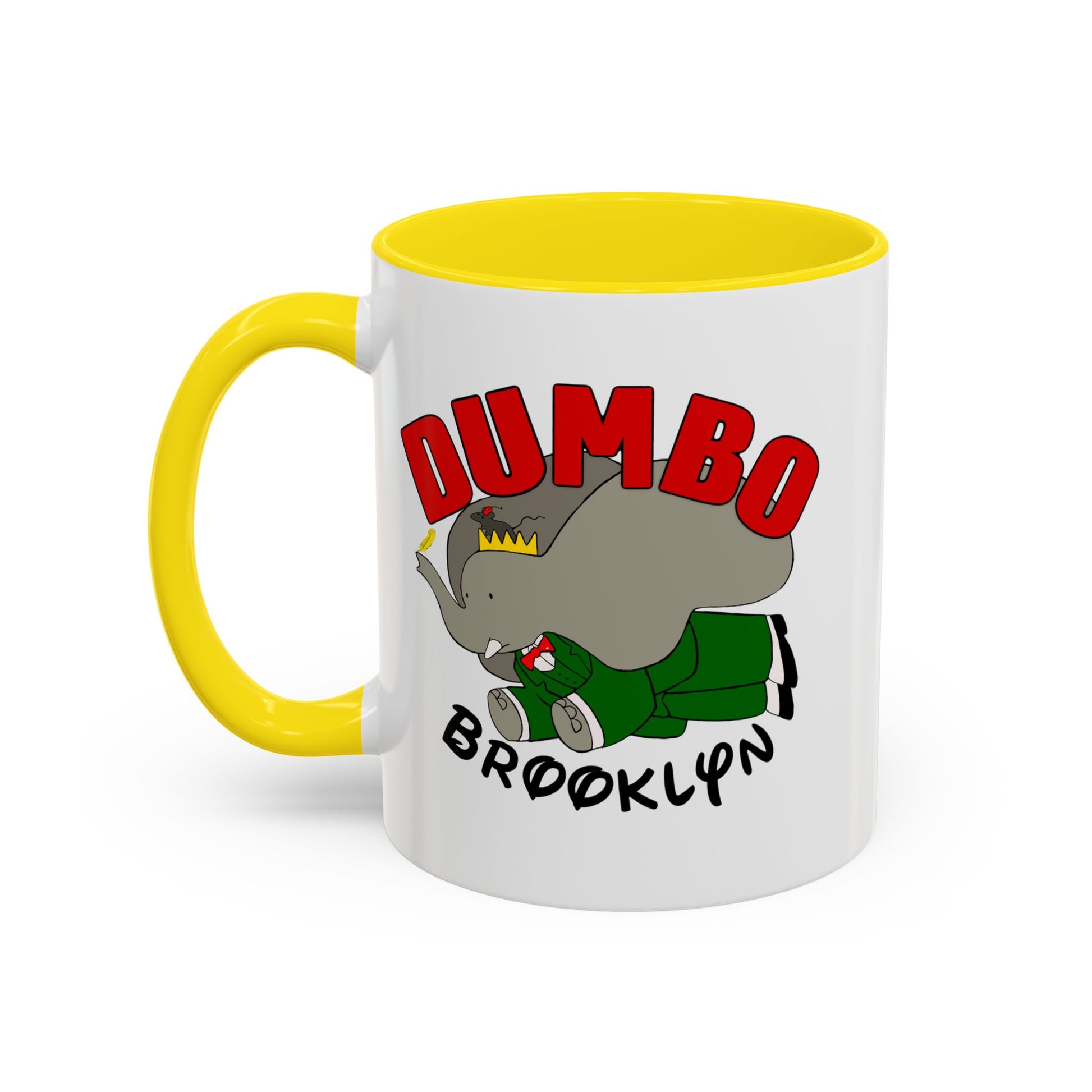Dumbo Brooklyn Accent Mug - Unique Coffee Cup, Cute Elephant Design, Perfect Gift for Friends, Home Decor, Elephant Lover