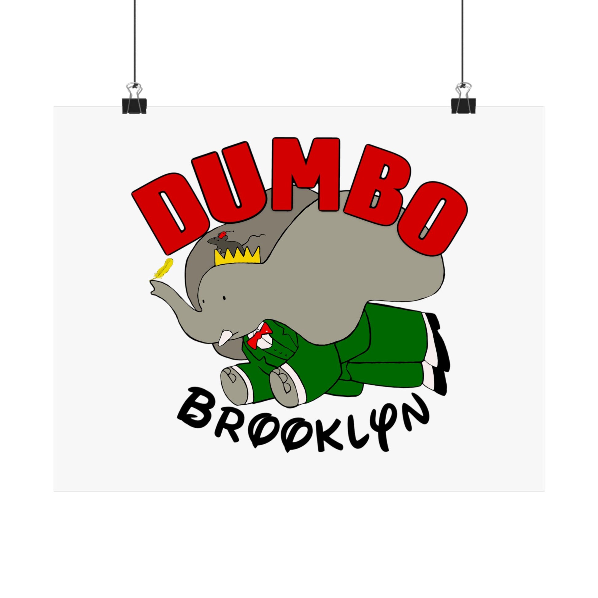 Dumbo Brooklyn Matte Poster, Cute Elephant Wall Art, Children's Room Decor, Nursery Print, Gift for Kids