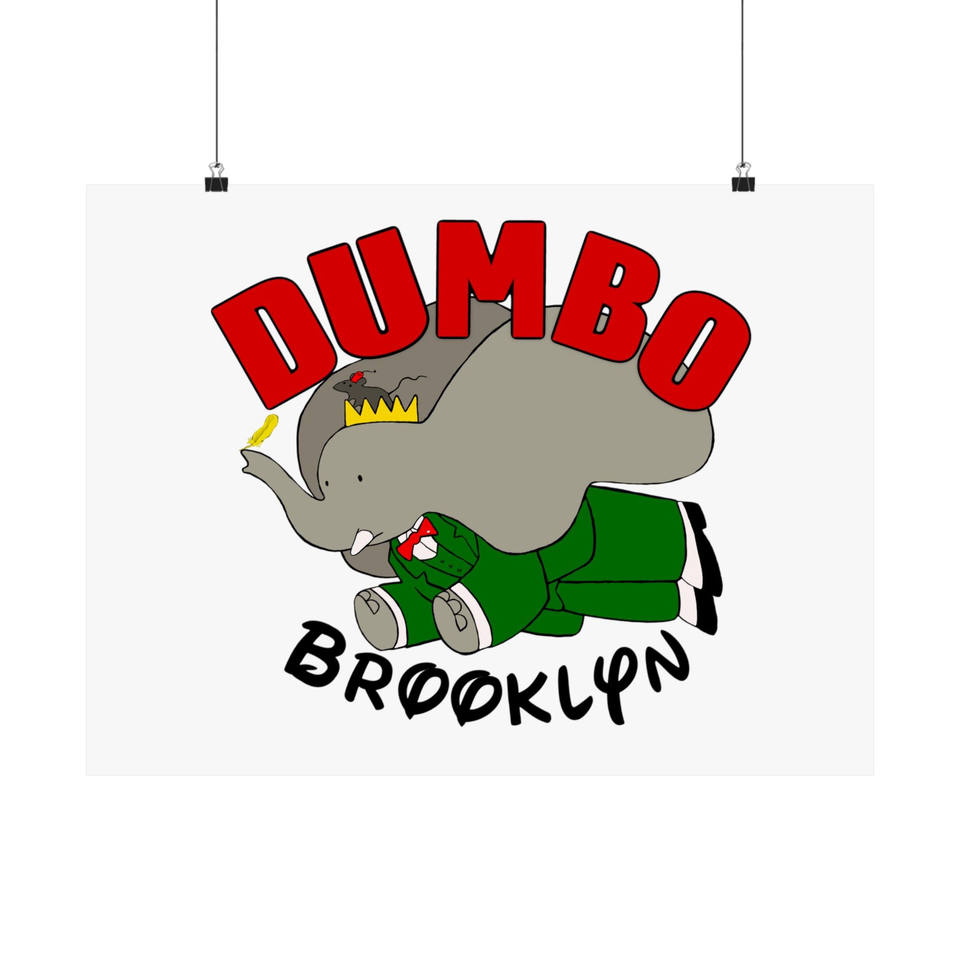 Dumbo Brooklyn Matte Poster, Cute Elephant Wall Art, Children's Room Decor, Nursery Print, Gift for Kids