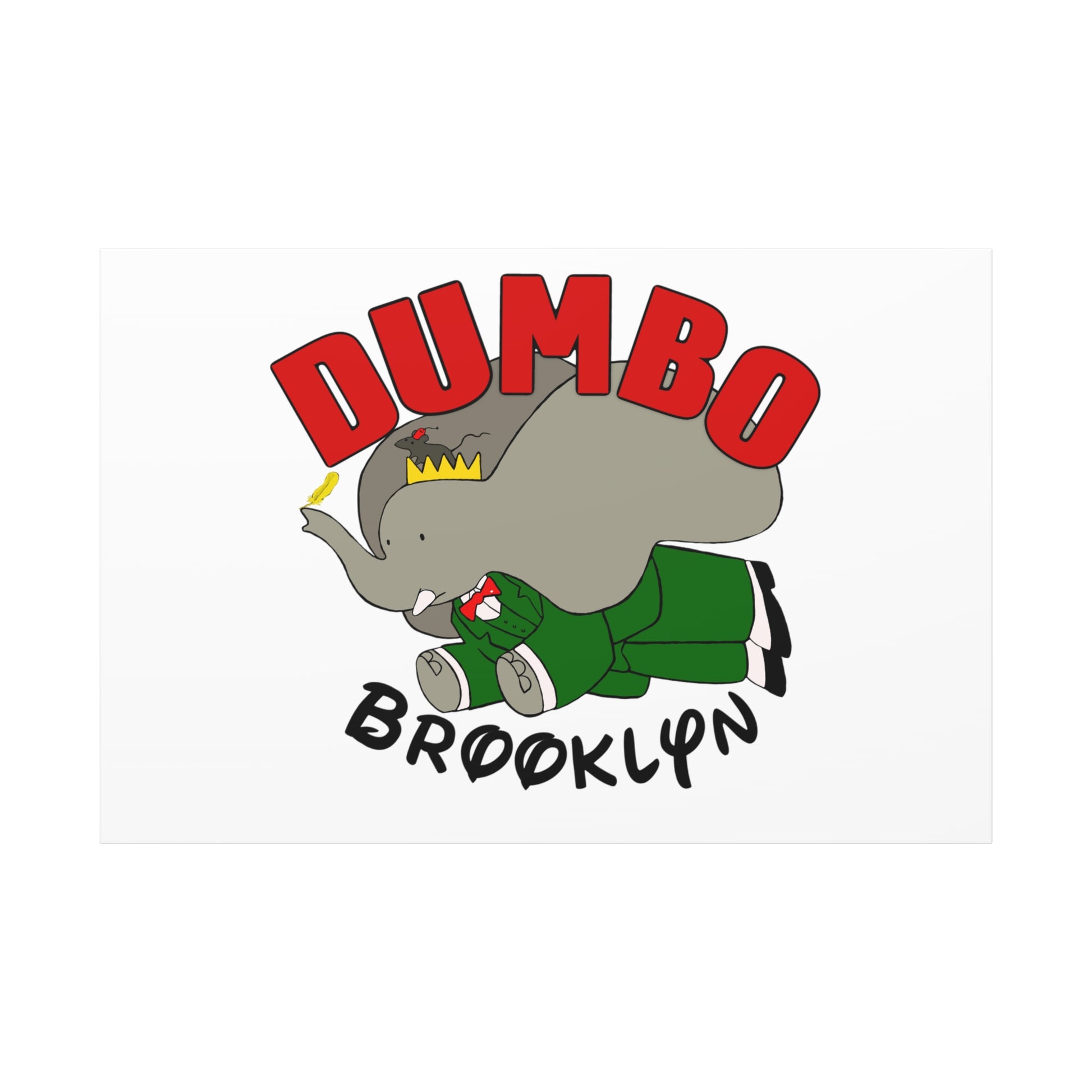 Brooklyn Dumbo Elephant Canvas Art, Fun Nursery Decor, Kids Room Wall Art, Elephant Lover Gift, Colorful Stretched Wall Art