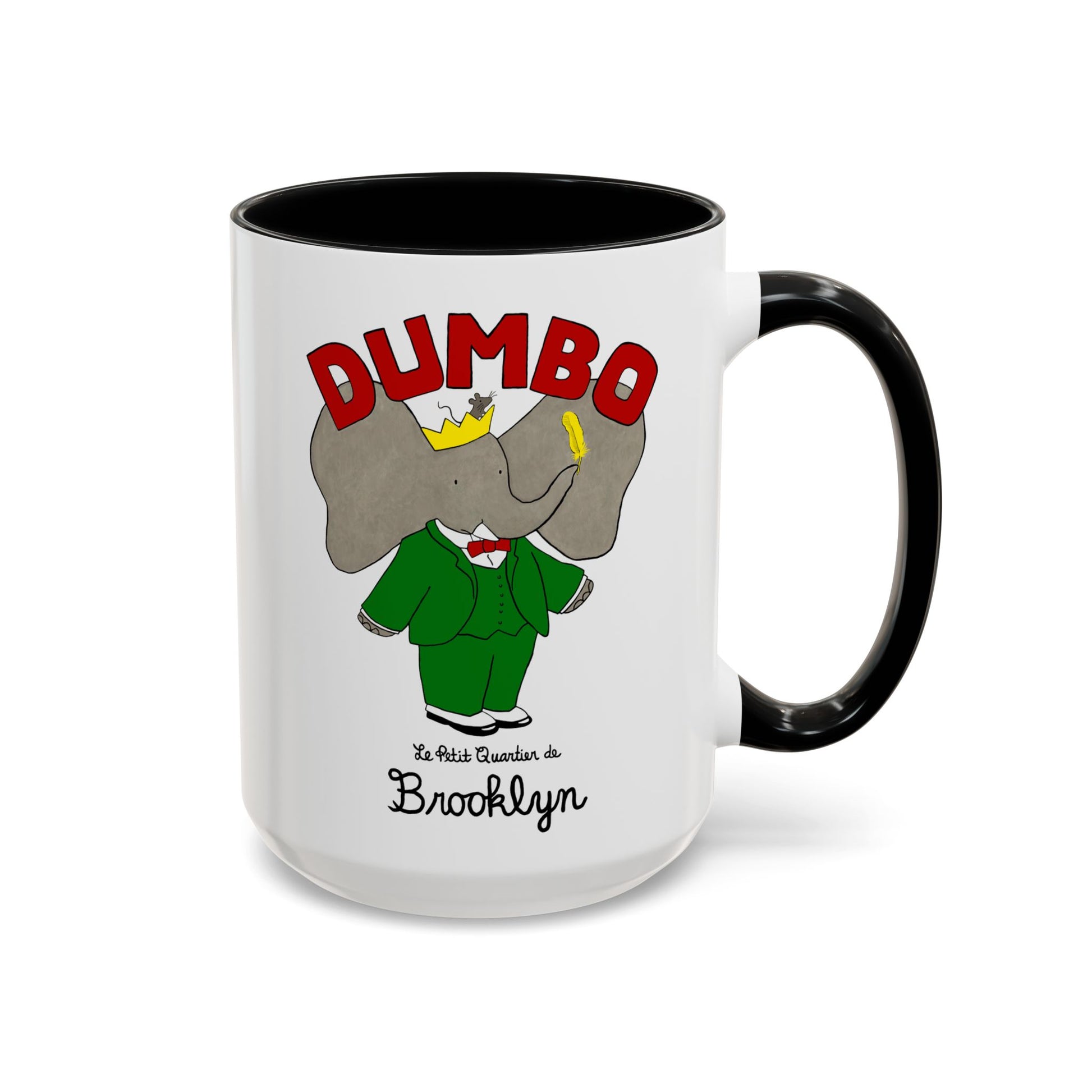Dumbo Brooklyn Accent Mug - Unique Coffee Cup, Cute Elephant Design, Perfect Gift for Friends, Home Decor, Elephant Lover