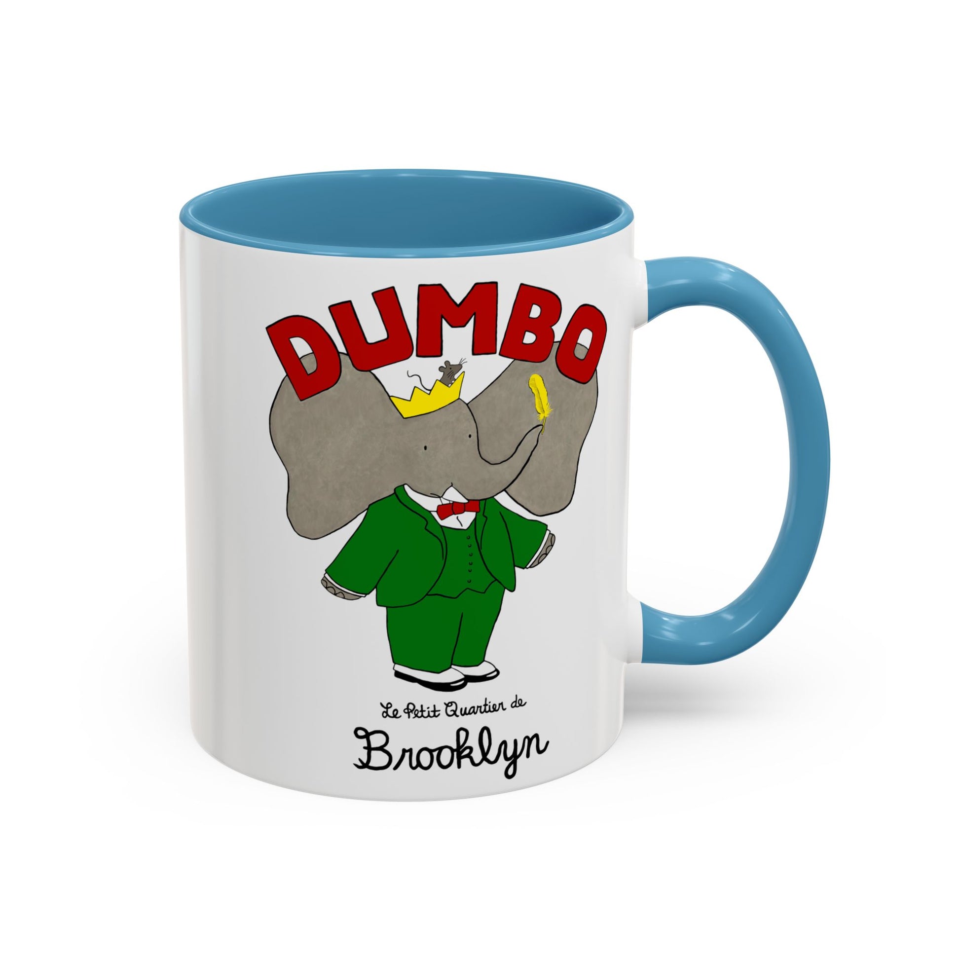 Dumbo Brooklyn Accent Mug - Unique Coffee Cup, Cute Elephant Design, Perfect Gift for Friends, Home Decor, Elephant Lover