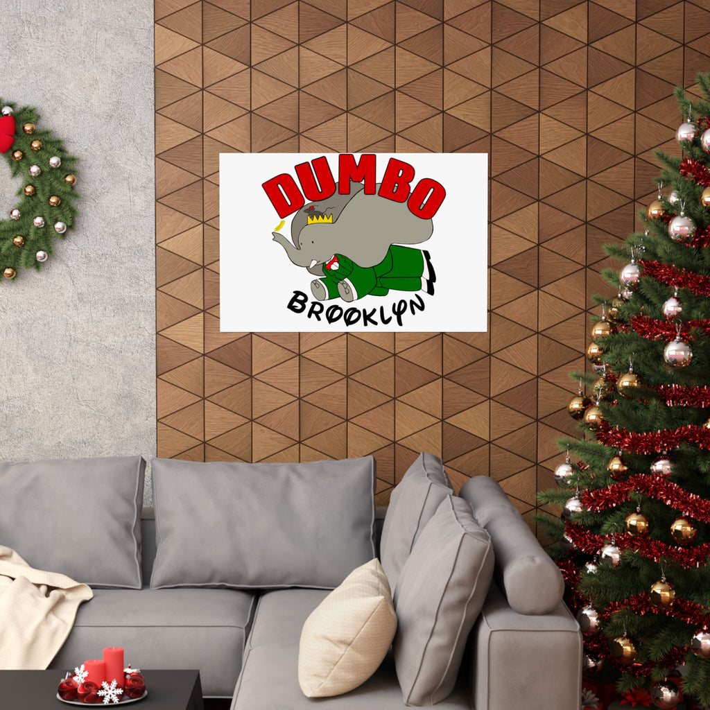 Dumbo Brooklyn Matte Poster, Cute Elephant Wall Art, Children's Room Decor, Nursery Print, Gift for Kids