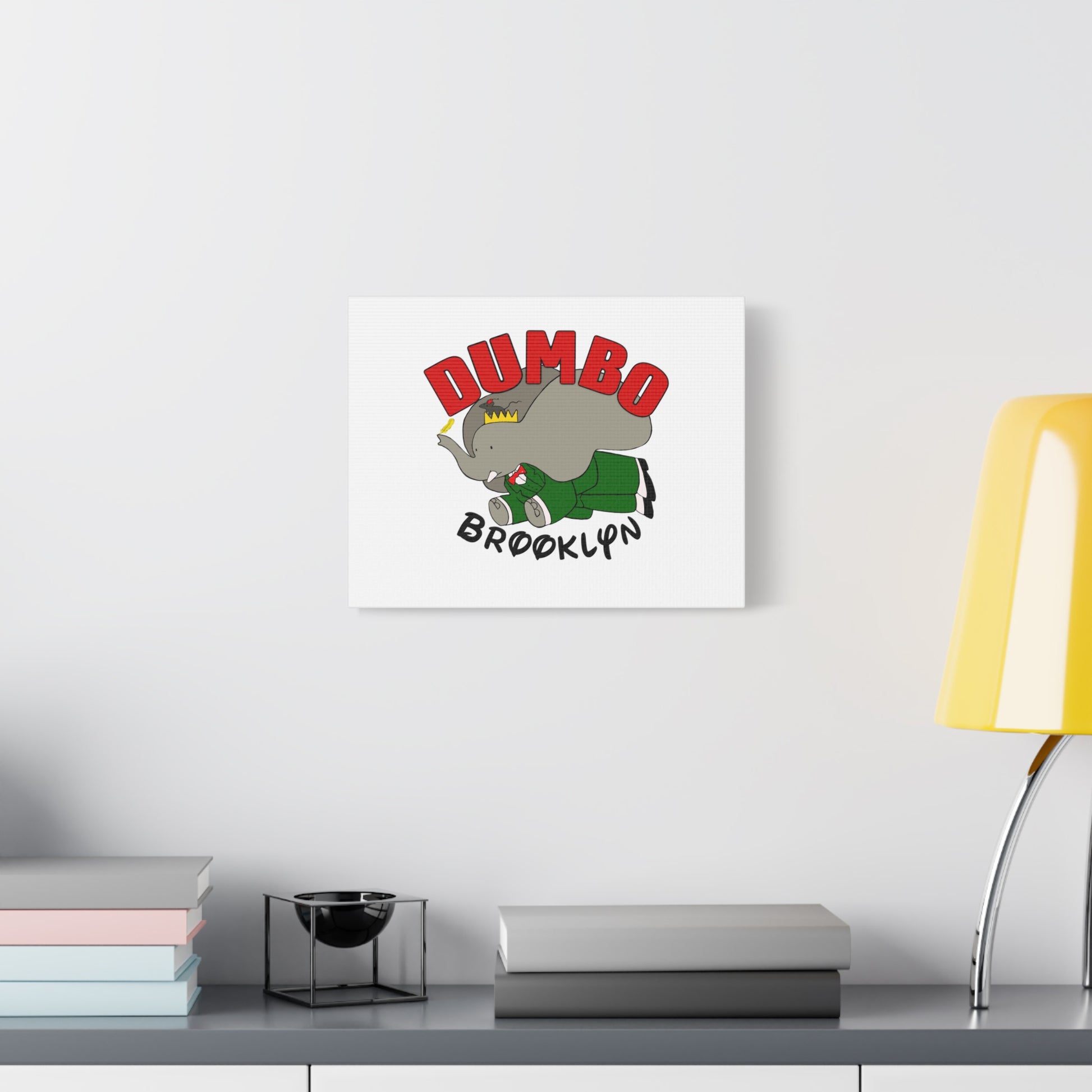 Brooklyn Dumbo Elephant Canvas Art, Fun Nursery Decor, Kids Room Wall Art, Elephant Lover Gift, Colorful Stretched Wall Art