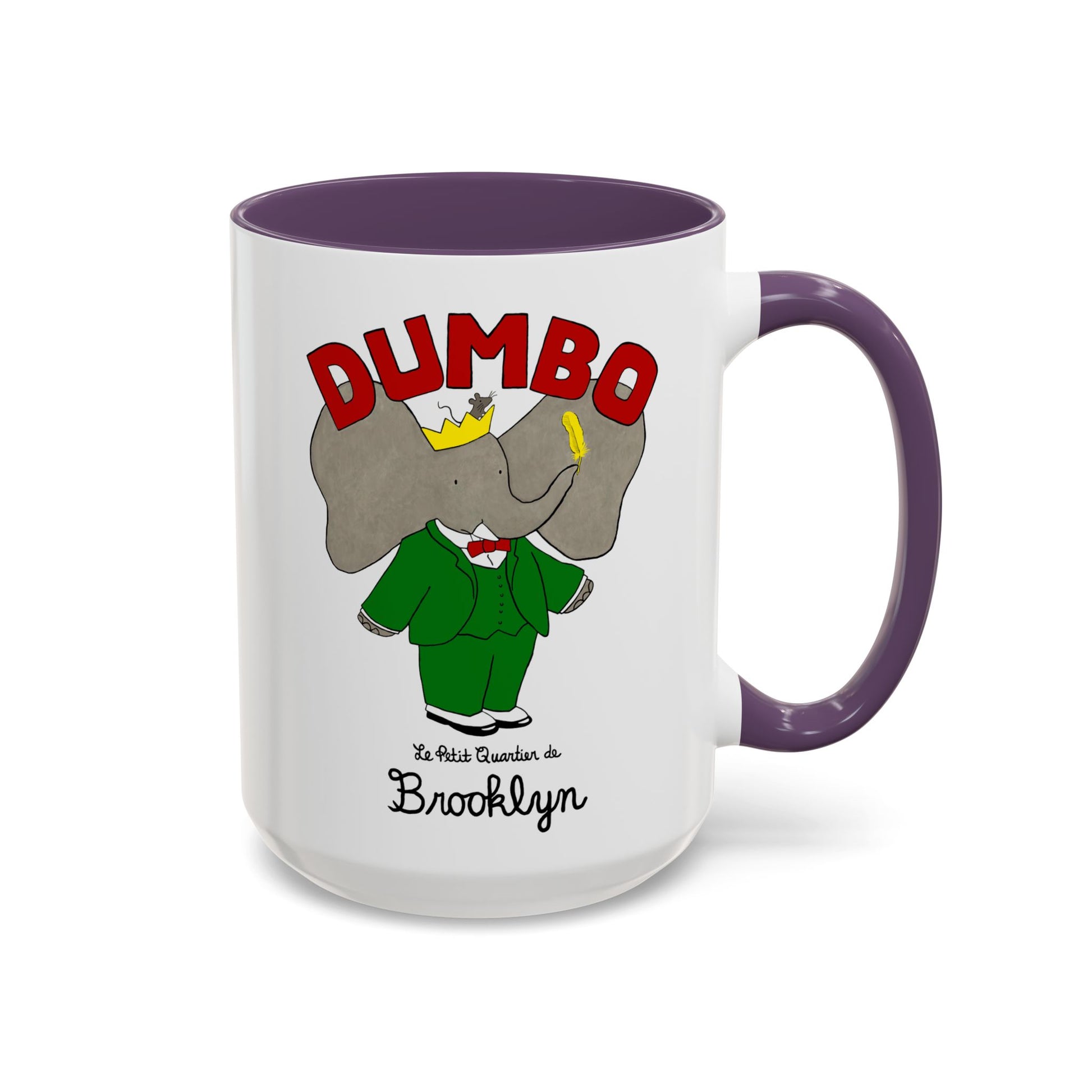 Dumbo Brooklyn Accent Mug - Unique Coffee Cup, Cute Elephant Design, Perfect Gift for Friends, Home Decor, Elephant Lover