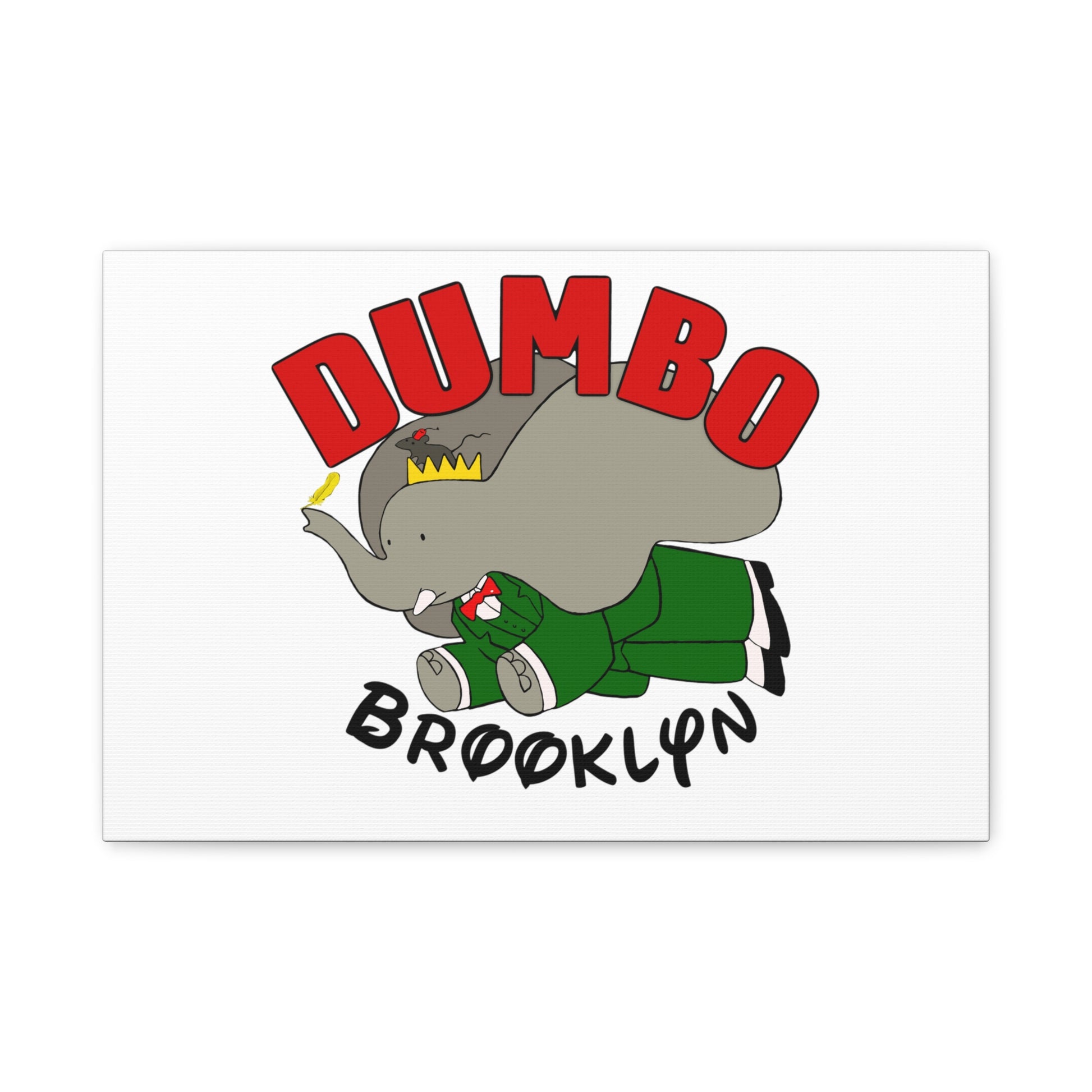 Brooklyn Dumbo Elephant Canvas Art, Fun Nursery Decor, Kids Room Wall Art, Elephant Lover Gift, Colorful Stretched Wall Art