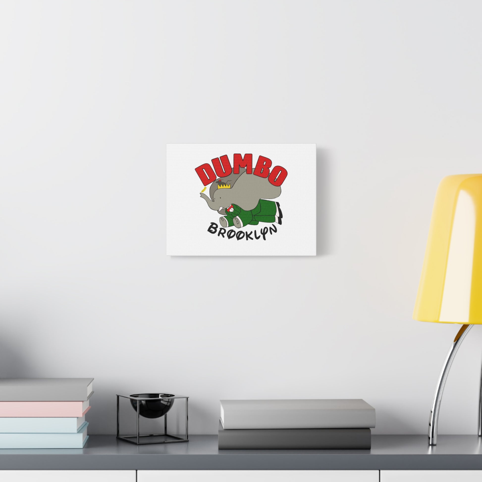 Brooklyn Dumbo Elephant Canvas Art, Fun Nursery Decor, Kids Room Wall Art, Elephant Lover Gift, Colorful Stretched Wall Art