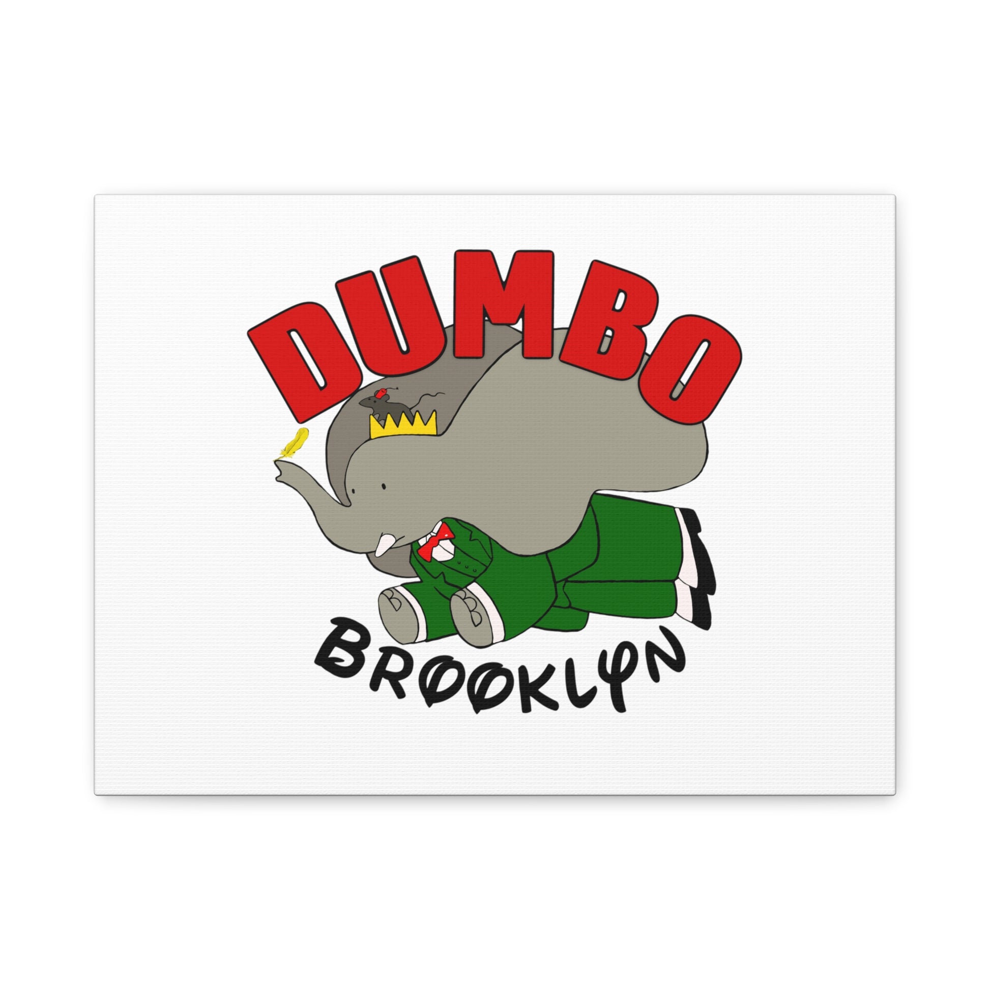 Brooklyn Dumbo Elephant Canvas Art, Fun Nursery Decor, Kids Room Wall Art, Elephant Lover Gift, Colorful Stretched Wall Art