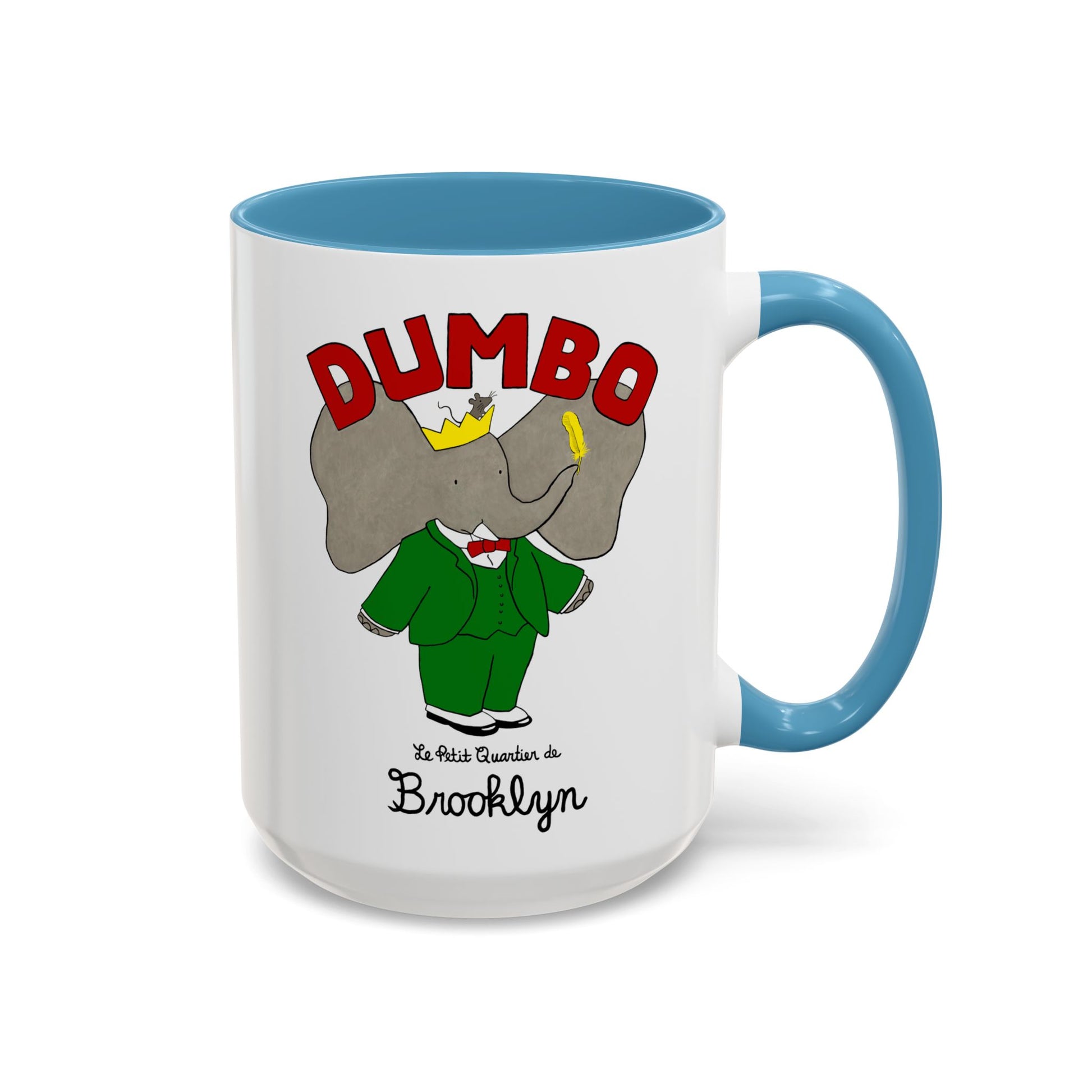 Dumbo Brooklyn Accent Mug - Unique Coffee Cup, Cute Elephant Design, Perfect Gift for Friends, Home Decor, Elephant Lover