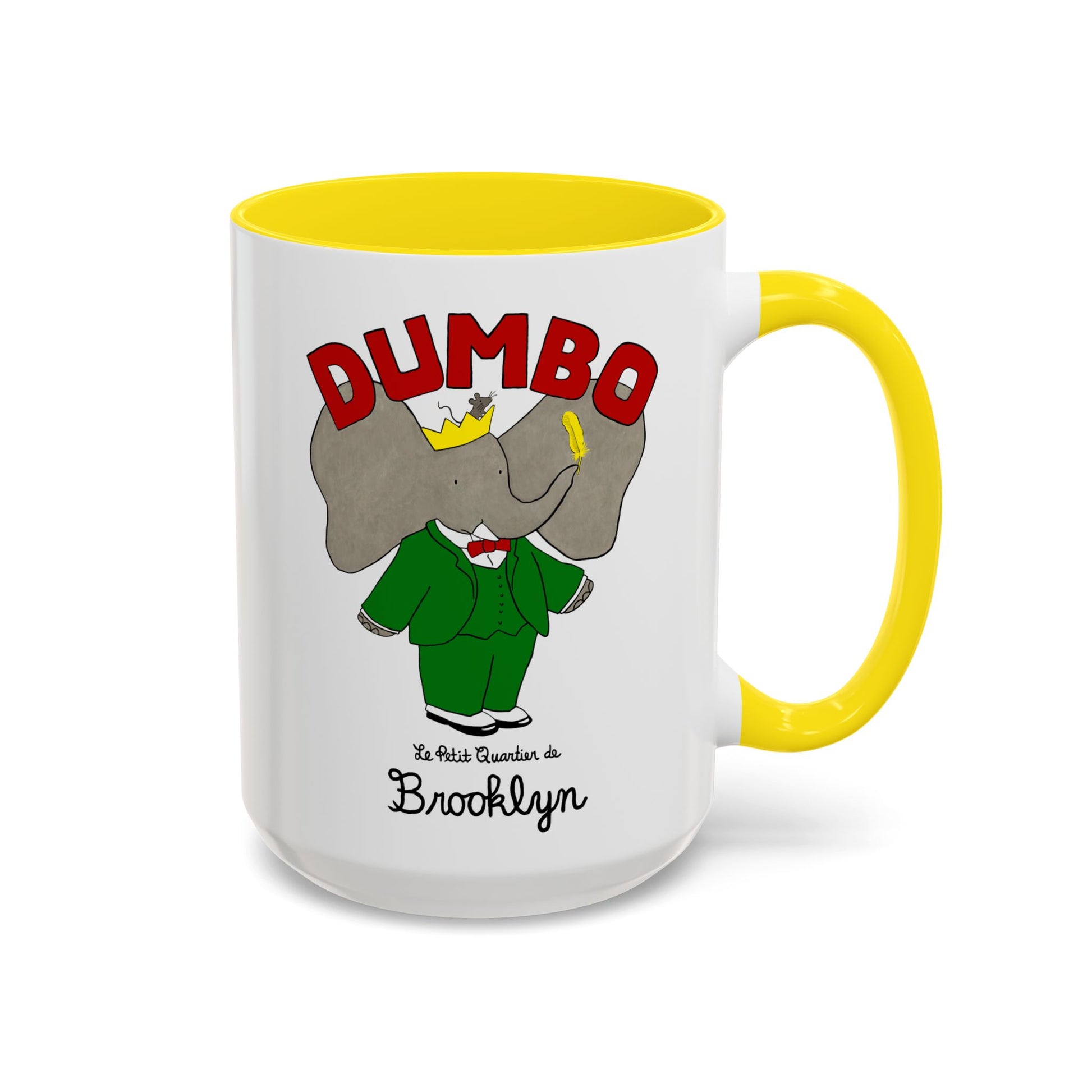Dumbo Brooklyn Accent Mug - Unique Coffee Cup, Cute Elephant Design, Perfect Gift for Friends, Home Decor, Elephant Lover