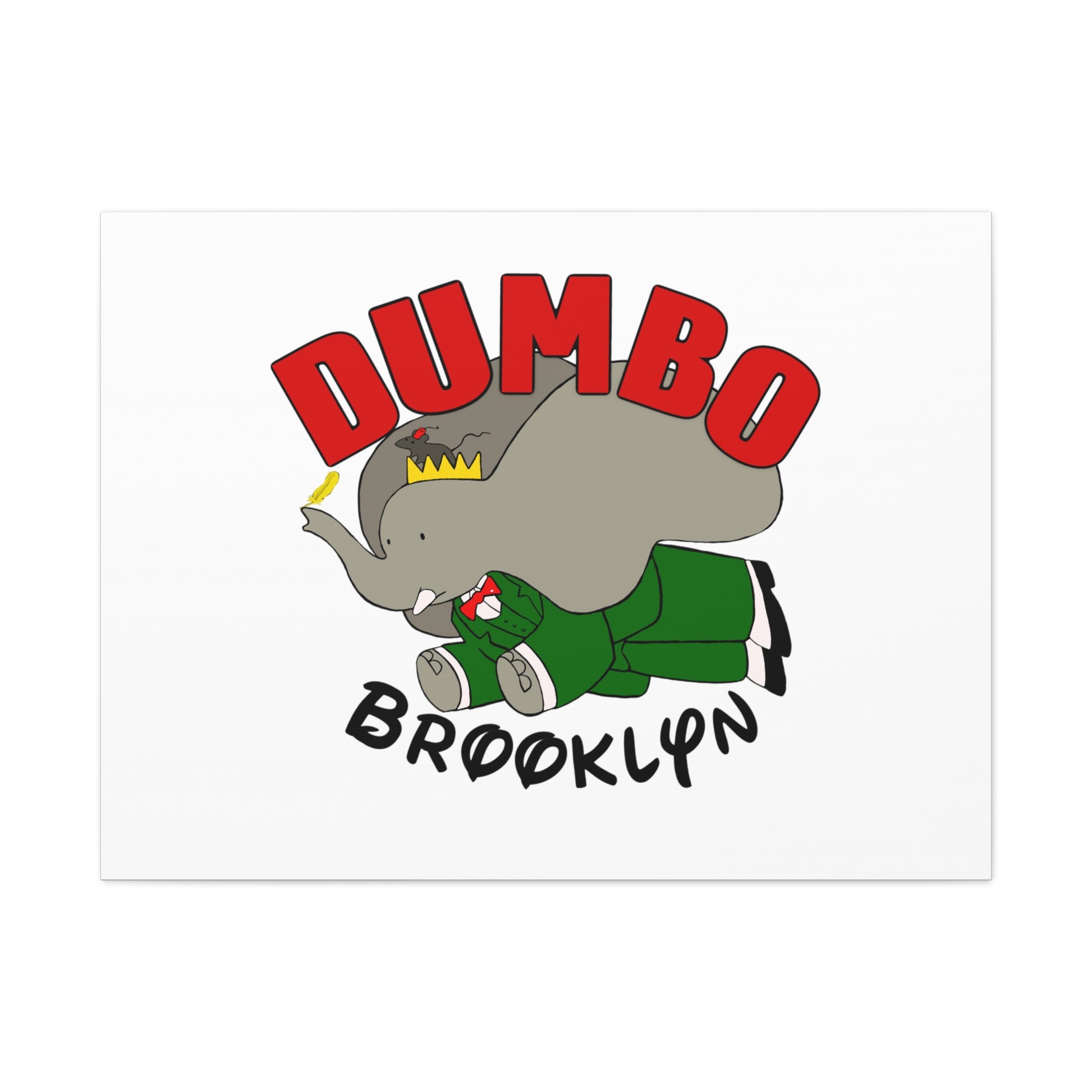 Brooklyn Dumbo Elephant Canvas Art, Fun Nursery Decor, Kids Room Wall Art, Elephant Lover Gift, Colorful Stretched Wall Art
