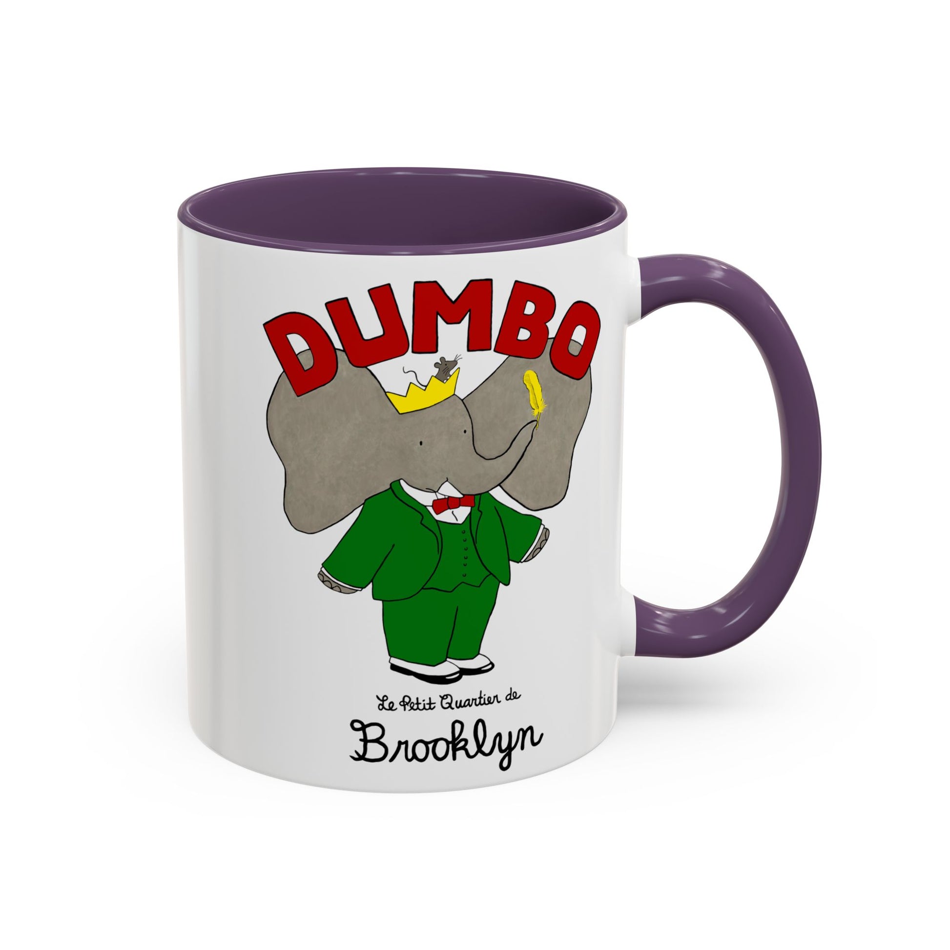 Dumbo Brooklyn Accent Mug - Unique Coffee Cup, Cute Elephant Design, Perfect Gift for Friends, Home Decor, Elephant Lover