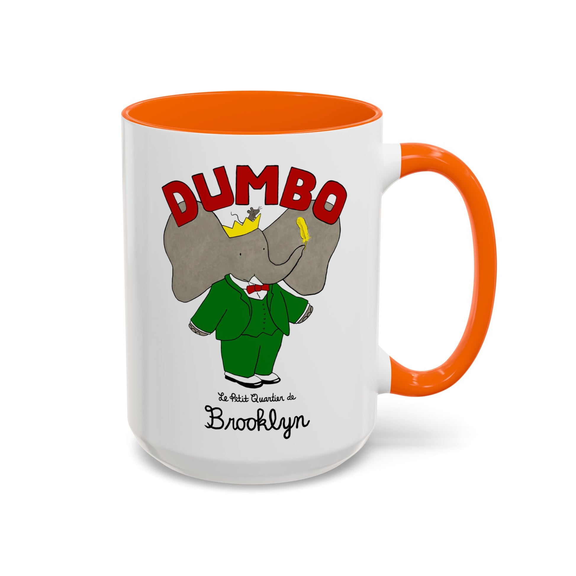 Dumbo Brooklyn Accent Mug - Unique Coffee Cup, Cute Elephant Design, Perfect Gift for Friends, Home Decor, Elephant Lover